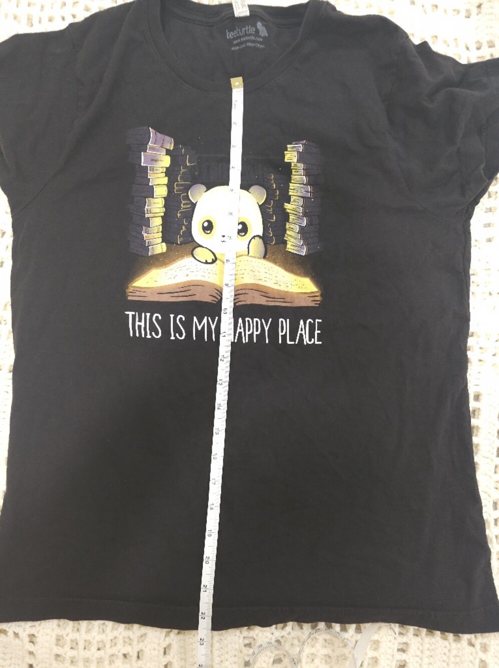teeturtle Black Panda Books Graphic "This Is My Happy Place" Tee M Regular